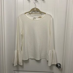 Anthropologie Cream Peplum Sleeved Top-Medium